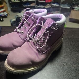 Timberland Lavender Boots with White Trim